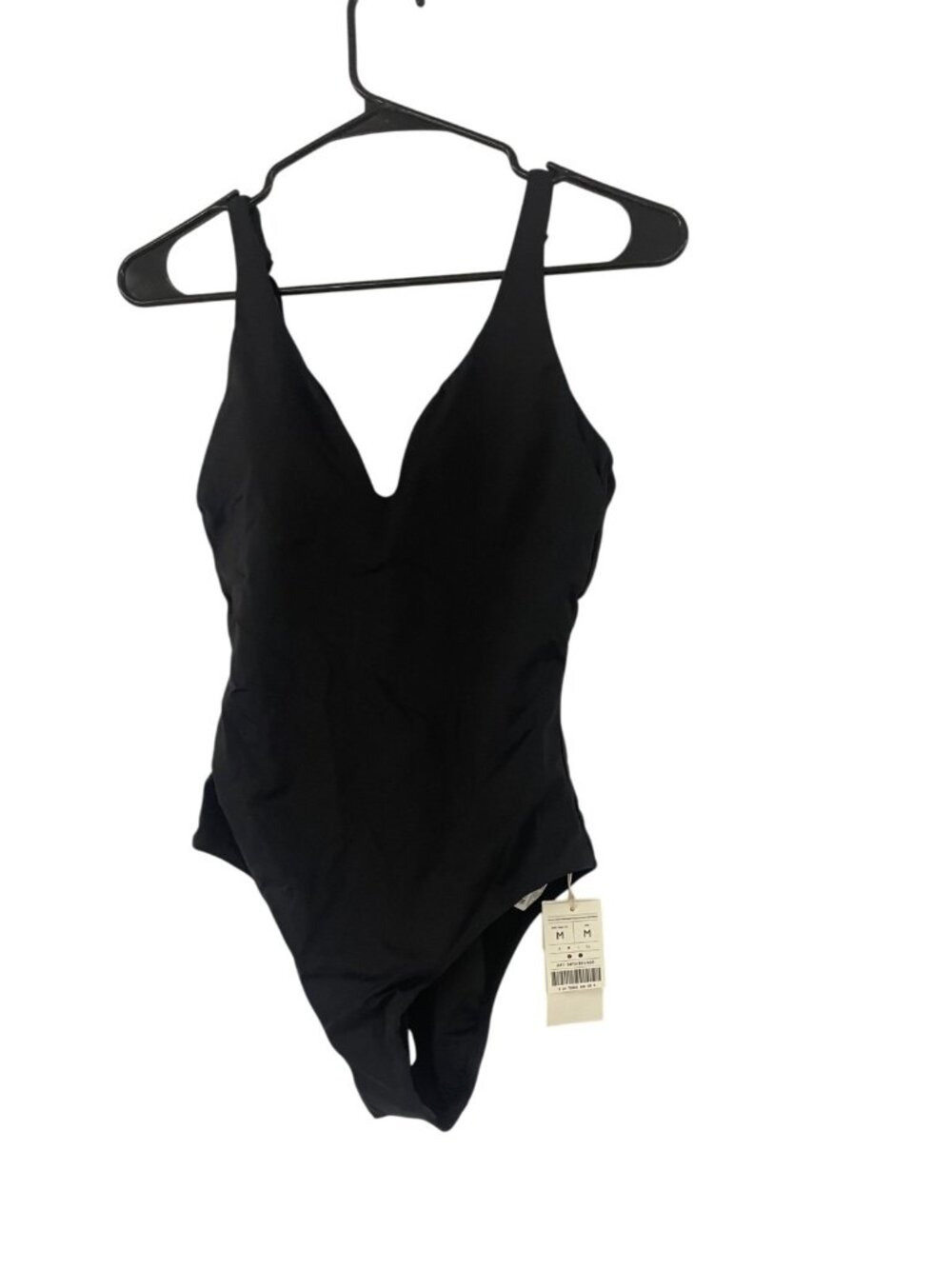 Oysho Womens Swimsuit Bathing suit Medium Black One Piece Vneck 2473/301 NWT